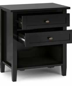 Simpli Home - Warm Shaker SOLID WOOD 24 inch Wide Transitional Bedside Nightstand Table in - Black