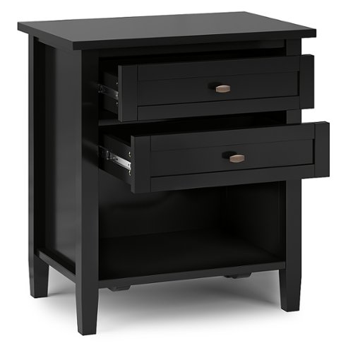Simpli Home - Warm Shaker SOLID WOOD 24 inch Wide Transitional Bedside Nightstand Table in - Black