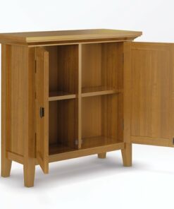 Simpli Home - Redmond SOLID WOOD 32 inch Wide Transitional Low Storage Cabinet in - Light Golden Brown