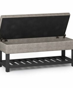 Simpli Home - Cosmopolitan 44 inch Wide Traditional Rectangle Storage Ottoman Bench with Open Bottom - Distressed Grey Taupe