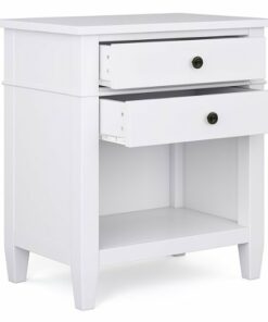 Simpli Home - Carlton SOLID WOOD 24 inch Wide Transitional Bedside Nightstand Table in - White
