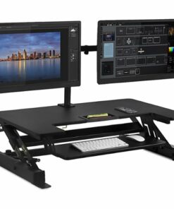 Mount-It! - Sit-Stand Desk Converter  with Dual Monitor Mount - Black
