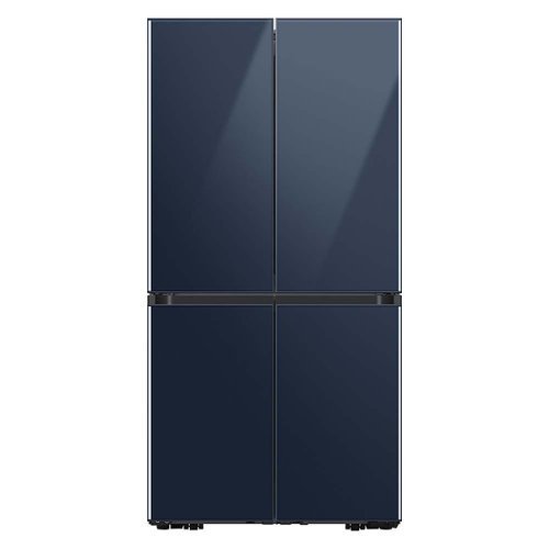 Samsung - Bespoke 23 cu. ft. 4-Door Flex French Door Counter Depth Refrigerator with WiFi and Customizable Panel Colors - Navy Glass