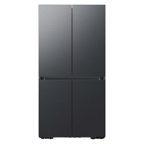 Samsung - Bespoke 23 cu. ft. 4-Door Flex French Door Counter Depth Refrigerator with WiFi and Customizable Panel Colors - Matte Black Steel