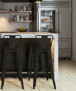 Simpli Home - Rayne 30 inch Metal Bar Stool (Set of 2) - Distressed Black