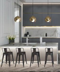 Simpli Home - Rayne Industrial Metal 24 inch Counter Height Stool (Set of 2) in - Distressed Black