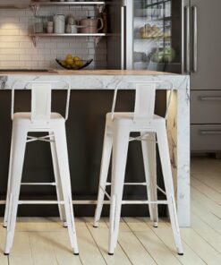 Simpli Home - Rayne 30 inch Metal Bar Stool (Set of 2) - Distressed White