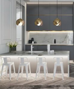 Simpli Home - Rayne Industrial Metal 24 inch Counter Height Stool (Set of 2) in - Distressed White