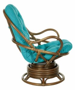 OSP Home Furnishings - Kauai Rattan Swivel Rocker Chair - Blue