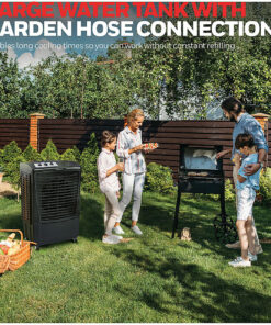 Honeywell - 2100 CFM Outdoor Portable Evaporative Cooler and Fan with 36-Ft. Air Throw for Large Outdoor Spaces, Black - Black