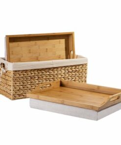 Rossie Home - Lap Tray set of 2 with Basket - Natural Bamboo