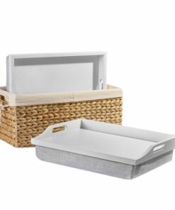 Rossie Home - Lap Tray set of 2 with Basket - Soft White Wood