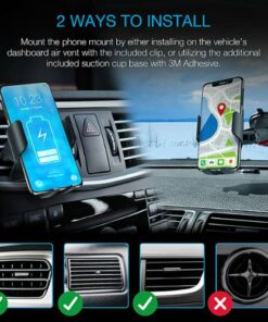 Rexing - Motorized Wireless 15W/7.5W Qi Charging Car Mount for iPhone, Android, Galaxy Smartphones - Black