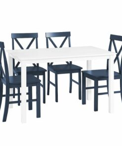 Walker Edison - Modern Farmhouse Solid Wood 5 Piece Dining Set - White/Navy