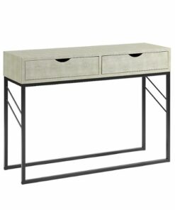 Walker Edison - 42” Modern Faux Shagreen and Metal Entry Table - Off White
