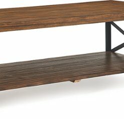 Click Decor - Ezra Solid Wood and Metal Coffee Table - Walnut Brown