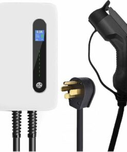 Lectron - 20' Electric Vehicle Charging Station with 40A EV NEMA 14-50 Plug - White