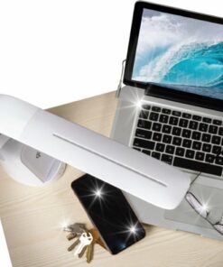 OttLite - Purify LED Sanitizing Desk Lamp with SpectraClean Disinfection, 3 Brightness Settings, Wireless Qi Charging, & USB Port - White