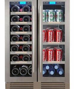 Avanti - Elite Series 21 Bottle and 3.0 Cu. Ft. Dual Zone Wine and Beverage Center  with French Doors - Stainless steel