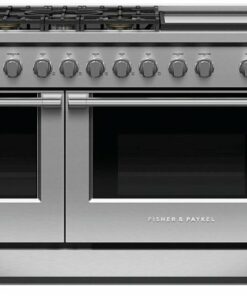 Fisher & Paykel - 7.7 Cu. Ft. Freestanding Double Oven Gas Convection Range - Stainless steel 0