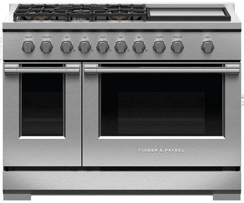 Fisher & Paykel - 7.7 Cu. Ft. Freestanding Double Oven Gas Convection Range - Stainless steel 0