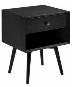 Walker Edison - 25” Modern Solid Wood 1 Drawer Nightstand - Black