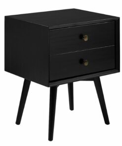 Walker Edison - 25” Modern Solid Wood 2 Drawer Nightstand - Black