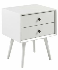 Walker Edison - 25” Modern Solid Wood 2 Drawer Nightstand - White