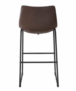 Walker Edison - 30" Industrial Faux Leather Barstools, Set of 2 - Brown
