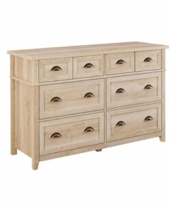Walker Edison - 52” Classic Framed 6 Drawer Dresser - White Oak