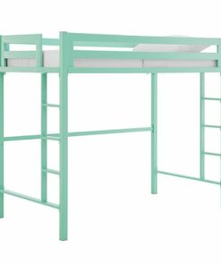 Walker Edison - Premium Deluxe Twin Metal Loft Bed - Mint