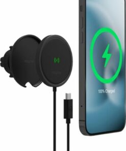 mophie - Snap+ 15W Wireless Charging Vent Mount with MagSafe Compatibility - Black