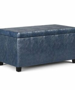 Simpli Home - Dover Storage Ottoman Bench - Denim Blue