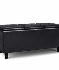 Simpli Home - Avalon Tray Storage Ottoman with Lift Up Lids - Midnight Black