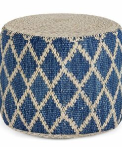 Simpli Home - Edgeley Round Pouf - Classic Blue, Natural