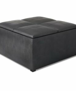 Simpli Home - Avalon Square Coffee Table Storage Ottoman - Distressed Black
