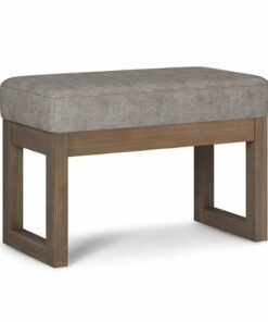 Simpli Home - Milltown Footstool Small Ottoman Bench - Distressed Grey Taupe