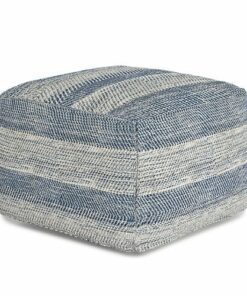 Simpli Home - Clay Square Pouf - Patterened Teal Melange