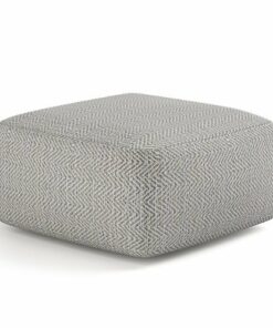 Simpli Home - Nate Square Pouf - Patterned Grey Melange