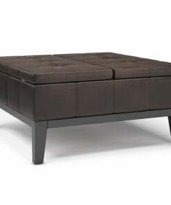 Simpli Home - Dover Square Coffee Table Storage Ottoman - Distressed Brown