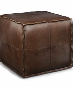 Simpli Home - Brody Square Pouf - Distressed Dark Brown