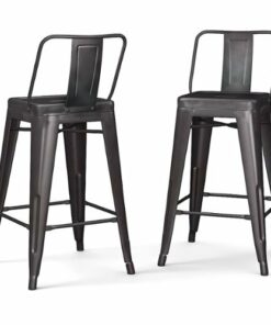 Simpli Home - Rayne Industrial Metal 24 inch Counter Height Stool (Set of 2) in - Gunmetal Grey