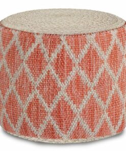 Simpli Home - Edgeley Round Pouf - Coral and Natural
