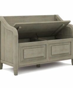 Simpli Home - Connaught Entryway Storage Bench - Distressed Grey