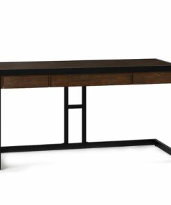 Simpli Home - Erina SOLID ACACIA WOOD Modern Industrial 60 inch Wide Writing Office Desk in - Farmhouse Brown