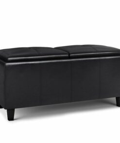 Simpli Home - Avalon 2 Tray Storage Ottoman - Midnight Black