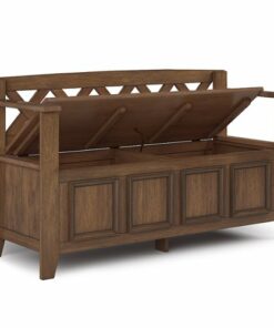 Simpli Home - Amherst Entryway Storage Bench - Rustic Natural Aged Brown