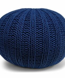 Simpli Home - Shelby Hand Knit Round Pouf - Blue