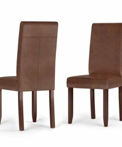 Simpli Home - Acadian Parson Dining Chair (Set of 2) - Distressed Saddle Brown