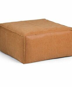 Simpli Home - Brody Large Square Coffee Table Pouf - Distressed Brown